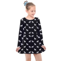 Silhouette Graphic Horses Pattern 7200 Kids  Long Sleeve Dress by dflcprints