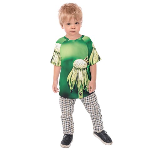 Dandelion Flower Green Chief Kids Raglan Tee by FunnyCow