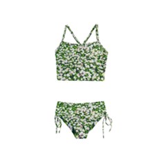 Green Field Of White Daisy Flowers Girls  Tankini Swimsuit by FunnyCow