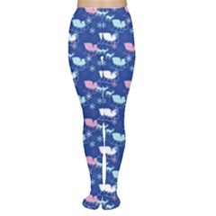 Snow Sleigh Deer Blue Women s Tights by snowwhitegirl