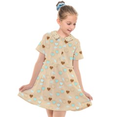 Beige Heart Cherries Kids  Short Sleeve Shirt Dress by snowwhitegirl