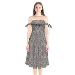 Luxury Modern Baroque Pattern Shoulder Tie Bardot Midi Dress by dflcprints