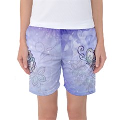 Wonderful Butterlies With Flowers Women s Basketball Shorts by FantasyWorld7