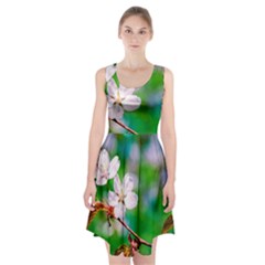 Sakura Flowers On Green Racerback Midi Dress by FunnyCow