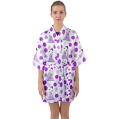 Lilac Dress On White Quarter Sleeve Kimono Robe by snowwhitegirl