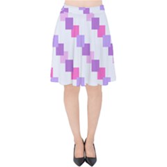 Geometric Squares Velvet High Waist Skirt by snowwhitegirl