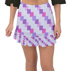 Geometric Squares Fishtail Mini Chiffon Skirt by snowwhitegirl