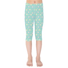 Teal Milk Hearts Kids  Capri Leggings  by snowwhitegirl