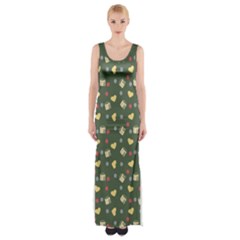 Green Milk Hearts Maxi Thigh Split Dress by snowwhitegirl