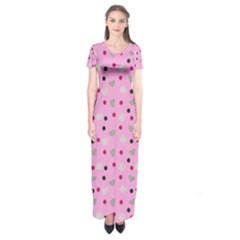 Pink Milk Hearts Short Sleeve Maxi Dress by snowwhitegirl