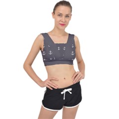 Grey Anchors V-back Sports Bra by snowwhitegirl