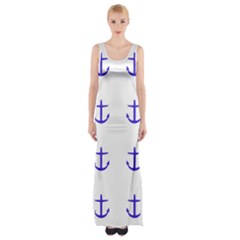 Royal Anchors On White Maxi Thigh Split Dress by snowwhitegirl