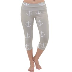 Lt Grey Anchors Capri Yoga Leggings by snowwhitegirl