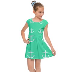 Seafoam Anchors Kids Cap Sleeve Dress by snowwhitegirl