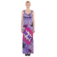 Purple Retro Pop Maxi Thigh Split Dress by snowwhitegirl