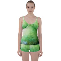 Galaxy Green Tie Front Two Piece Tankini by snowwhitegirl