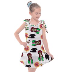 Office Girl Pattern Kids  Tie Up Tunic Dress by snowwhitegirl