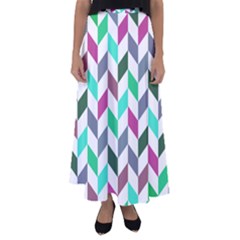 Zigzag Chevron Pattern Aqua Purple Flared Maxi Skirt by snowwhitegirl