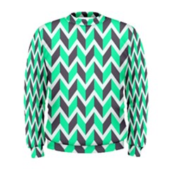 Zigzag Chevron Pattern Green Grey Men s Sweatshirt by snowwhitegirl