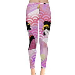 Japanese Abstract Pink Inside Out Leggings by snowwhitegirl