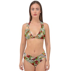 Fruit Blossom Gray Double Strap Halter Bikini Set by snowwhitegirl