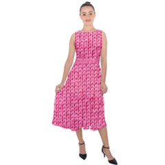 Knitted Wool Bright Pink Midi Tie-back Chiffon Dress by snowwhitegirl