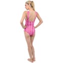 Knitted Wool Bright Pink Cross Front Low Back Swimsuit View2