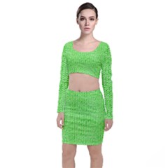 Knitted Wool Neon Green Long Sleeve Crop Top & Bodycon Skirt Set by snowwhitegirl