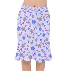 Blue Vintage Flowers Mermaid Skirt by snowwhitegirl