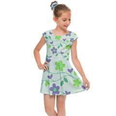 Green Vintage Flowers Kids Cap Sleeve Dress by snowwhitegirl