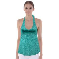 Aqua Glitter Babydoll Tankini Top by snowwhitegirl