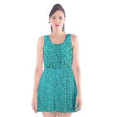 Aqua Glitter Scoop Neck Skater Dress by snowwhitegirl