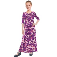 Pink Camo Kids  Quarter Sleeve Maxi Dress by snowwhitegirl