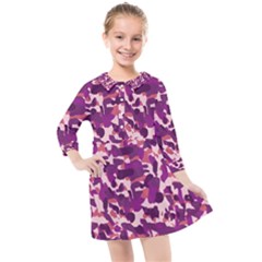 Pink Camo Kids  Quarter Sleeve Shirt Dress by snowwhitegirl