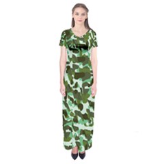 Green Camo Short Sleeve Maxi Dress by snowwhitegirl