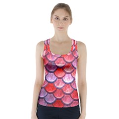 Red Mermaid Scale Racer Back Sports Top by snowwhitegirl