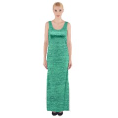 Green Denim Maxi Thigh Split Dress by snowwhitegirl