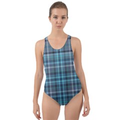 Teal Plaid Cut-out Back One Piece Swimsuit by snowwhitegirl