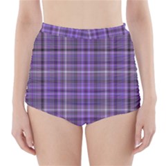 Purple  Plaid High-waisted Bikini Bottoms by snowwhitegirl