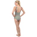 Pink Green Plaid Cross Front Low Back Swimsuit View2