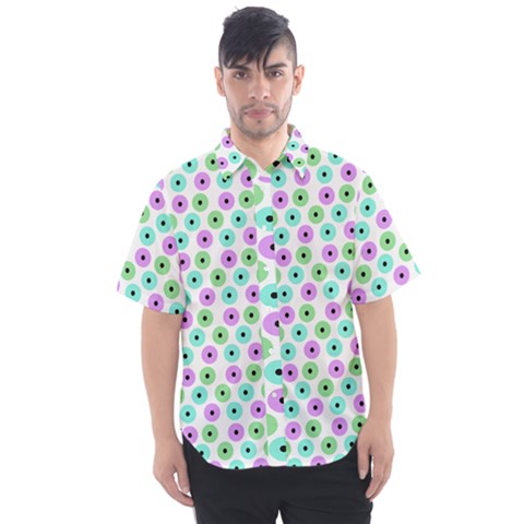 Eye Dots Green Violet Men s Short Sleeve Shirt by snowwhitegirl