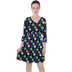 Eye Dots Green Blue Red Ruffle Dress by snowwhitegirl