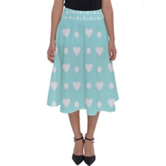 Hearts Dots Blue Perfect Length Midi Skirt by snowwhitegirl