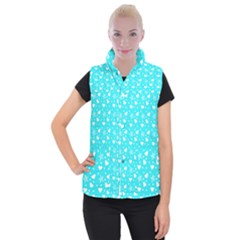 Hearts And Star Dot Blue Women s Button Up Vest by snowwhitegirl