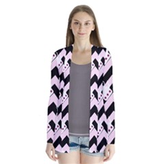 Pink Teapot Chevron Drape Collar Cardigan by snowwhitegirl