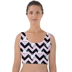 Pink Teapot Chevron Velvet Crop Top by snowwhitegirl