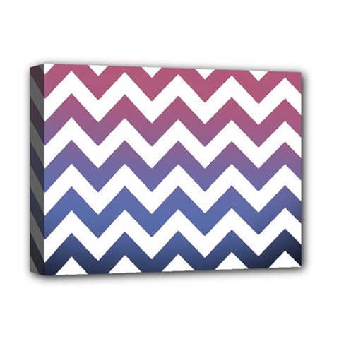 Pink Blue Black Ombre Chevron Deluxe Canvas 16  X 12   by snowwhitegirl