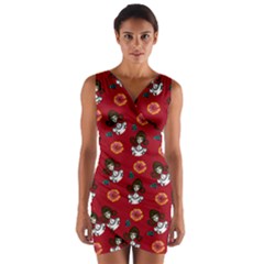 Girl With Dress Red Wrap Front Bodycon Dress by snowwhitegirl