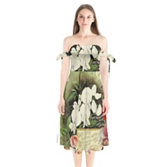 Flowers 1776617 1920 Shoulder Tie Bardot Midi Dress by vintage2030