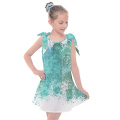 Splash Teal Kids  Tie Up Tunic Dress by vintage2030